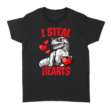 Boys Valentines Day Kids Dinosaur T rex Lover I Steal Hearts T-Shirt - Standard Women's T-shirt