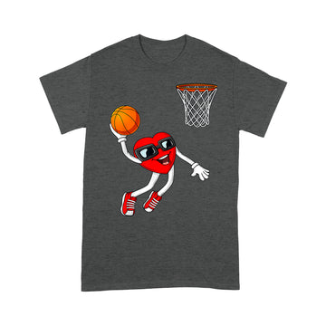 Valentines Day Heart Dunking Basketball Boys Girls Kids Gift T-Shirt - Standard T-shirt