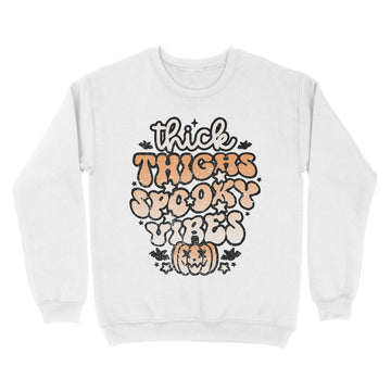 Funny Thick Thighs And Spooky Vibes Halloween Shirt For Women T-Shirt - Standard Crew Neck Sweatshirt