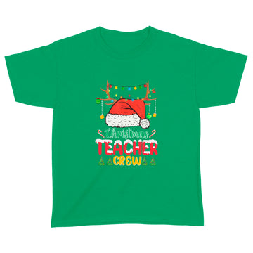 Santa and Reindeer Teacher Crew Merry Christmas Shirt Funny Xmas Gift