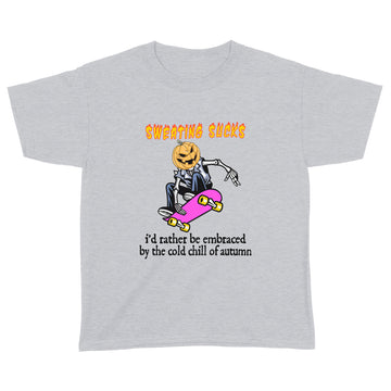 Sweating Sucks Skeleton Pumpkin Head Halloween Funny Shirt - Standard Youth T-shirt