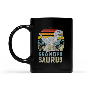 Grandpasaurus T-Rex Dinosaur Grandpa Saurus Family Matching Mug - Black Mug