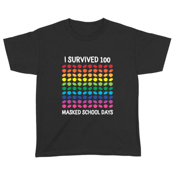 I Survived 100 Masked School Days 100th Day Of School Girls T-Shirt - Standard Youth T-shirt