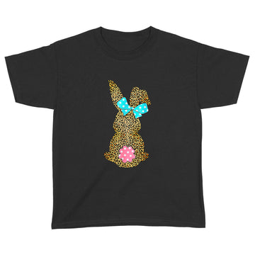 Happy Easter Cute Leopard Bunny Rabbit T-Shirt - Standard Youth T-shirt