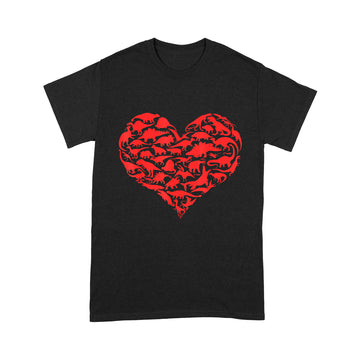 Boys Valentines Day Shirt - Dinosaur Heart Kids Dino Gift T-Shirt - Standard T-shirt