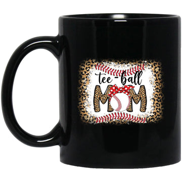 Ball Mom Mother's Day Shirt Teeball Mom Leopard Funny Gift Mug