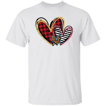 Valentine's Day Heart Shirts Hearts Love Leopard Plaid T-Shirt