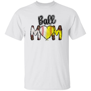 Ball Mom Heart Baseball Softball Mama Women Mothers Day 2023 Shirt