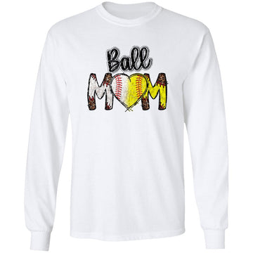 Ball Mom Heart Baseball Softball Mama Women Mothers Day 2023 Shirt