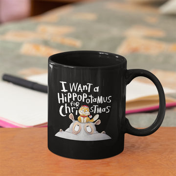 I Want A Hippopotenuse For Christmas Shirt Funny Hippopotamus and Cat Xmas Gift Mug