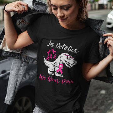 In October We Wear Pink Breast Cancer Awareness Toddler Kids T shirt