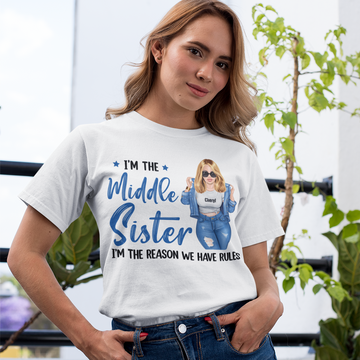 Sisters - I'm The Oldest Sister I Make The Rules Personalized T-Shirt - Big Sister Shirt