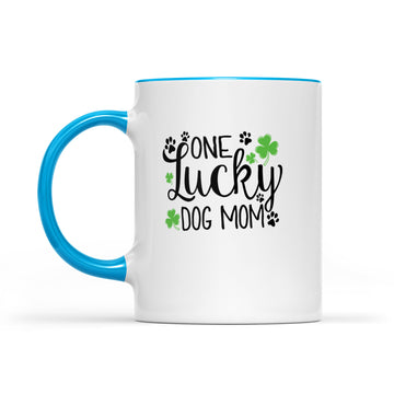 One Lucky Dog Mom Shamrock Paw Shirt St Patrick's Day Graphic Mug - Accent Mug