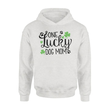 One Lucky Dog Mom Shamrock Paw Shirt St Patrick's Day Graphic Tee - Standard Hoodie