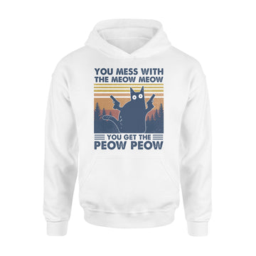 Black Cat You Mess With The Meow Meow You Get The Peow Peow Vintage Shirt - Standard Hoodie
