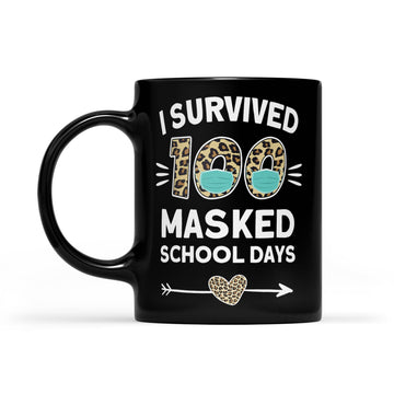 I Survived 100 Masked School Days Funny 100th Day Of School Gifts Mug - Black Mug