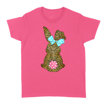 Happy Easter Cute Leopard Bunny Rabbit T-Shirt - Standard Women's T-shirt