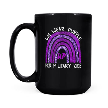 We Wear Purple Up For Military Kids Military Child Month Mug - Black Mug