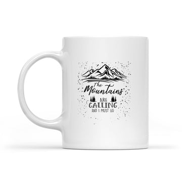 Mountains Are Calling And I Must Go Campfire Mug - Funny Mugs Gifts Ideas for Women, Men Outdoors Camping Enamel Mug - White Mug