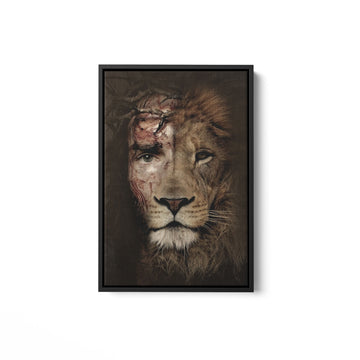 Jesus And Lion Canvas - Framed Matte Canvas