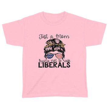 Just A Regular Mom Trying Not To Raise Liberals Us Flag T-Shirt