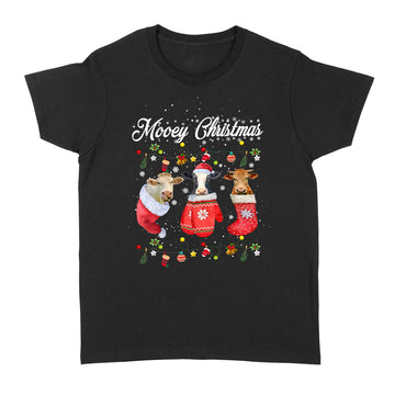 Mooey Christmas Fun Heifer Santa Xmas Light Cow Farmer Lover Shirt