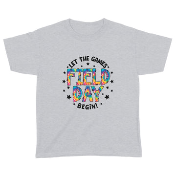 Tie Dye Field Day Let The Games Begin Boys Girls Teachers Shirt - Standard Youth T-shirt