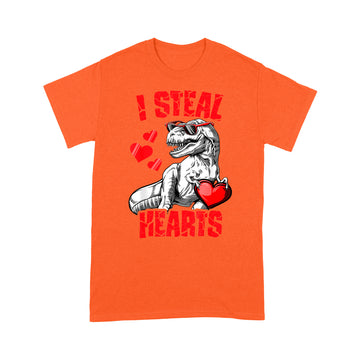 Boys Valentines Day Kids Dinosaur T rex Lover I Steal Hearts T-Shirt - Standard T-shirt