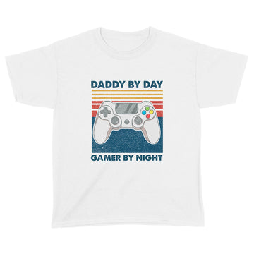 Gamer Dad Shirt, Gamer Dad Tshirt, Daddy By Day Gamer By Night, Funny Dad Saying, Gamer Dad Gift, Father's Day Shirt, Father's Day Gift - Standard Youth T-shirt