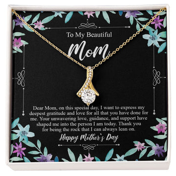 To My Beautiful Mom Necklace - Dear Mom, On This Special Day Alluring Beauty Necklace - Mothers Day Necklace Message Card, Gift For Mom
