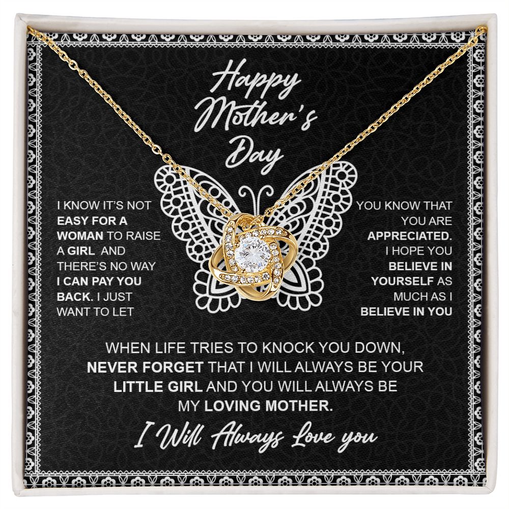 Gifts For Mom Love Knot Necklace, Happy Mother's Day I Will Always Love You Necklace Message Card, Mother's Day Gift