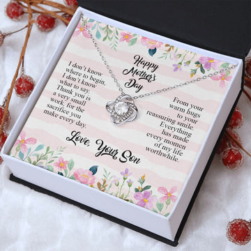 Gifts For Mom Love Knot Necklace, Happy Mother's Day - Gift From Son Necklace Message Card, Mother's Day Gift