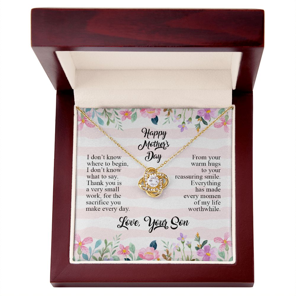 Gifts For Mom Love Knot Necklace, Happy Mother's Day - Gift From Son Necklace Message Card, Mother's Day Gift