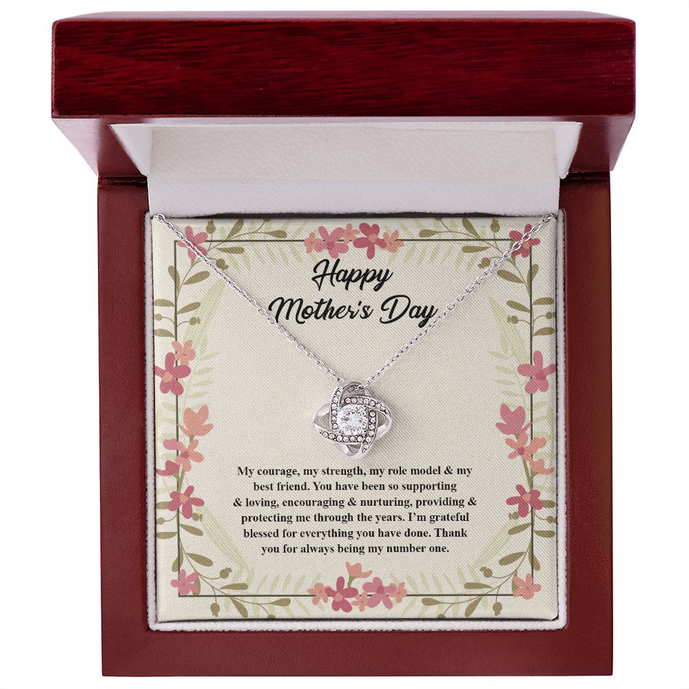 Happy Mother's Day Necklace - My Courage, My strength, My Role Model & My Best Friend Love Knot Necklace Gifts For Mom Love Knot Necklace Message Card, Mother's Day Is Special Gift