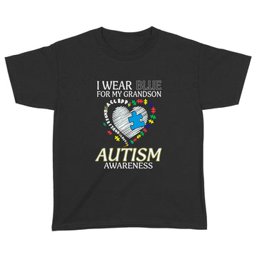 I Wear Blue For My Grandson Autism Awareness Accept Understand Love Shirt - Standard Youth T-shirt