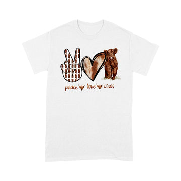 Peace Love Cows Peace Sign Hand Heart And Cow Funny Shirt Cows Gift Farmers - Standard T-Shirt
