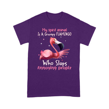 My Spirit Animal Is A Grumpy Flamingo Who Slaps Annoying People Shirt Funny Flamingo Graphic Tees T-Shirt - Standard T-shirt