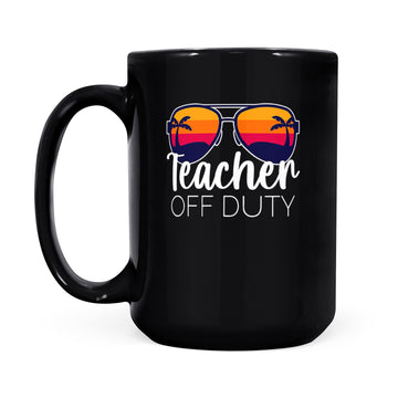 Teacher Off Duty Sunglasses Beach Sunset Mug - Black Mug