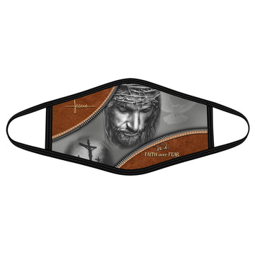 Jesus Faith Over Fear Face Mask - Polyblend Face Mask