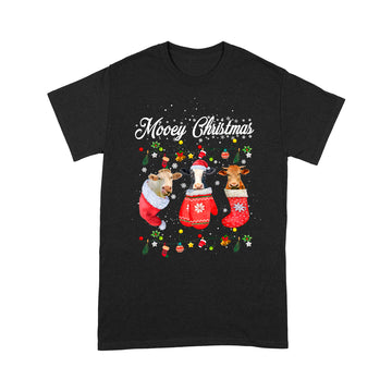 Mooey Christmas Fun Heifer Santa Xmas Light Cow Farmer Lover Shirt