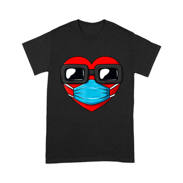 Heart In A Mask Funny Valentines Day Gift T-Shirt - Standard T-shirt