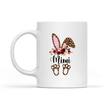 Mimi Bunny Floral Leopard Plaid Mimi Happy Easter Mother's Day Mug - White Mug