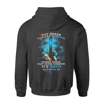 Lion Cross Light Colorful Way Maker Miracle Worker Promise Keeper Light In The Darkness My God Shirt - Standard Hoodie