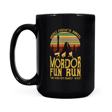 Middle Earth’s Annual Mordor Fun Run One Does Not Simply Walk Vintage Mug - Black Mug