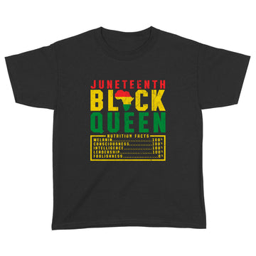 Juneteenth Women s Black Queen Nutrition Melanin Black Pride Shirt - Standard Youth T-shirt