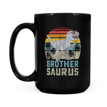 Brothersaurus T-Rex Dinosaur Brother Saurus Family Matching Mug - Black Mug