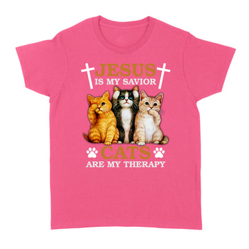 Jesus Is My Savior Cats Are My Therapy Funny Shirt - Standard Women's T-shirt