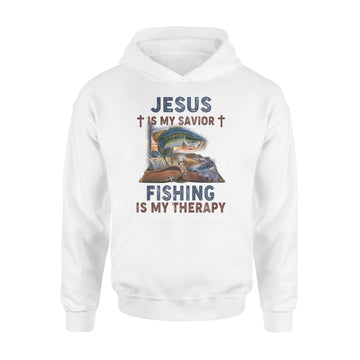 Jesus Is My Savior Fishing Is My Therapy Graphic Tees Shirt - Standard Hoodie