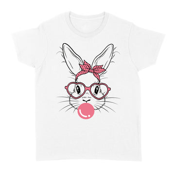 Bunny Face With Heart Glasses For Boys Men Kids Easter Day Shirt - Standard Women's T-shirt