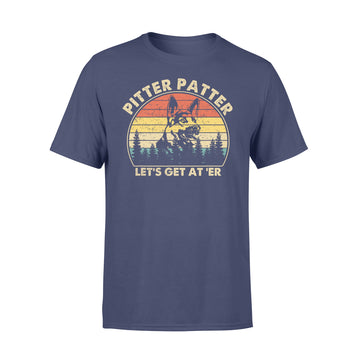 Pitter Patter German Shepherd Dog Let’s Get At ‘Er Vintage Retro T-Shirt - Premium T-shirt
